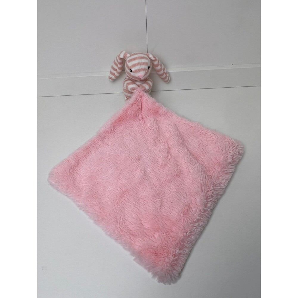 Kellytoy Pink Striped Bunny Rabbit Plush Lovey Rattle Pink Baby Security Blanket